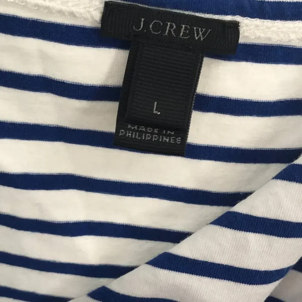 J. Crew Crossover Blue Striped White Nautical Surplice Bodysuit